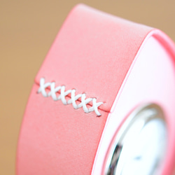 革のおきあがり時計　さくらピンク　受注生産 2枚目の画像