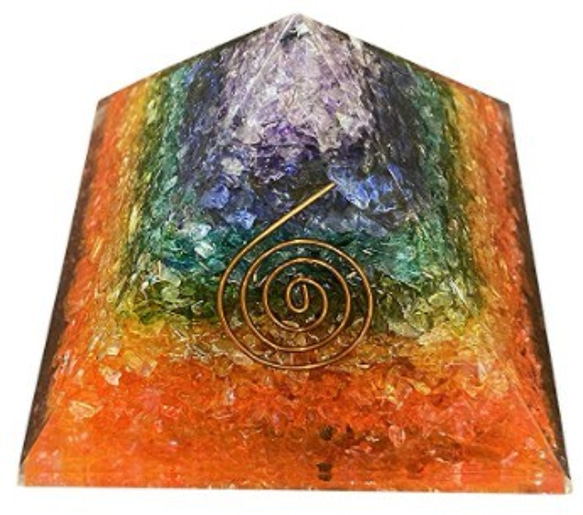 オルゴナイト 天然石 ピラミッド型 電磁波防止 7色 チャクラストーン アメジスト アクアマリン アゲート オルゴンエネ 1枚目の画像