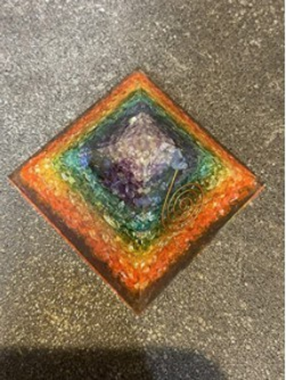オルゴナイト 天然石 ピラミッド型 電磁波防止 7色 チャクラストーン アメジスト アクアマリン アゲート オルゴンエネ 4枚目の画像