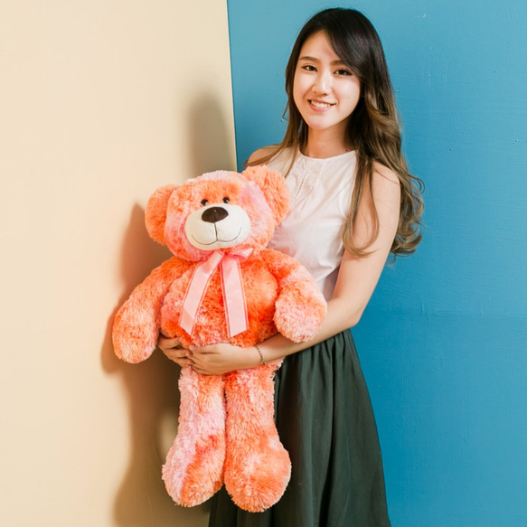 オレンジピンクのテディベア CANDY BEAR♥25インチオレンジキャンディーベア ぬいぐるみ candybear