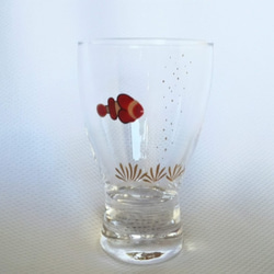 [グラス]　冷酒漆絵グラス　クマノミとイソギンチャク 2枚目の画像