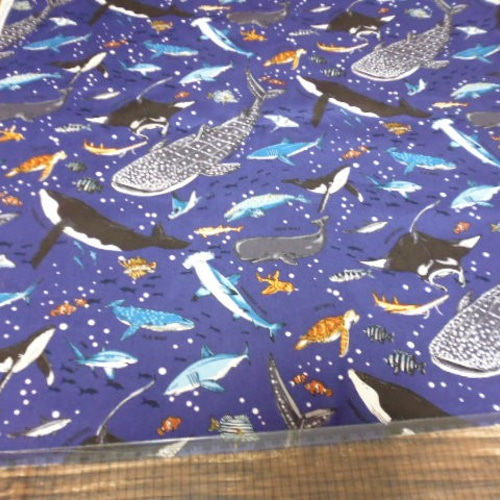 海洋生物柄　オックス生地　オーダーご相談専用ページ 海の生き物柄(オックス)生地 50cm×50cm 生地 natuko@(ssym)a 通販