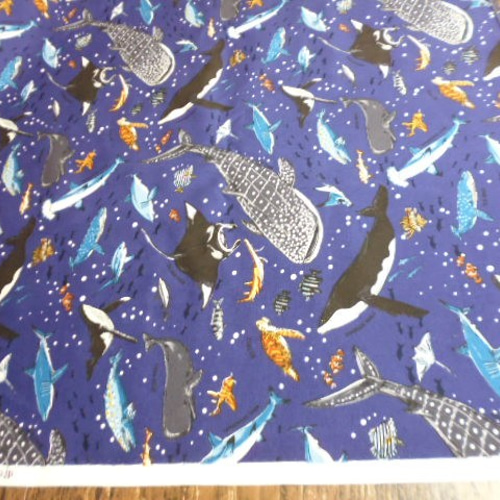 海の生き物柄(オックス)生地 50cm×50cm 生地 natuko@(ssym)a 通販