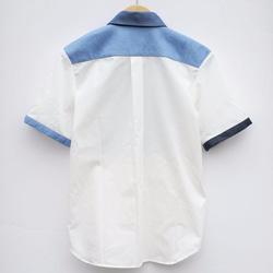 デニムタックシャツ フリル半袖丈　レディース ・メンズファッション 3枚目の画像