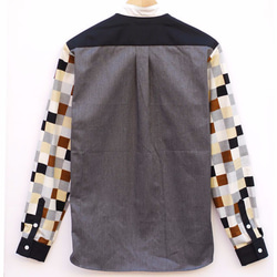 ブロックチェック柄　ウィングカラーシャツ　メンズ・レディース ファッション　 3枚目の画像