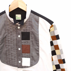 ブロックチェック柄　ウィングカラーシャツ　メンズ・レディース ファッション　 4枚目の画像