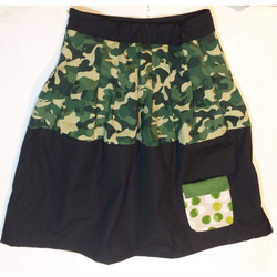 緑の替えデザイン　　ドット×迷彩スカート　レディース ファッション　 3枚目の画像