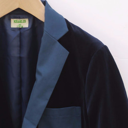ベロア素材　ネイビーセットアップジャケット　メンズ・レディース ファッション　 4枚目の画像