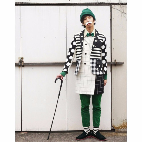 モノトーン切り替え 柄合わせデザイン ジャケット メンズ・レディース  