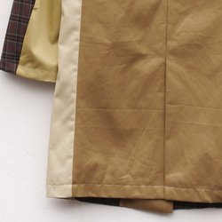 チェック切り替えコート　ブラウンミックスデザイン　メンズ・レディース ファッション　 4枚目の画像