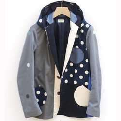 コットン素材 ドット柄 切り替えジャケット メンズ・レディース
