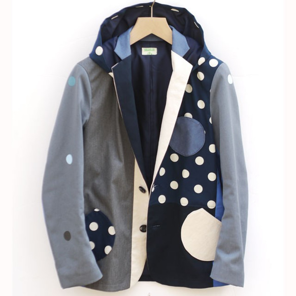 コットン素材 ドット柄 切り替えジャケット メンズ・レディース