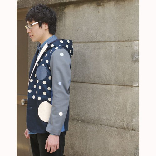 コットン素材 ドット柄 切り替えジャケット メンズ・レディース