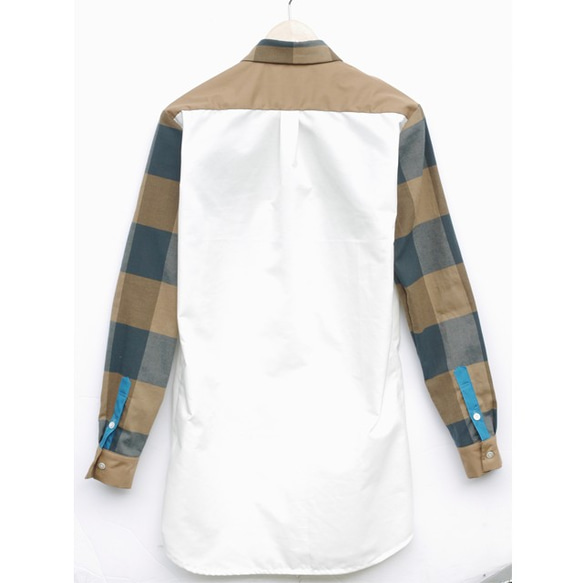 コットン素材　チェック柄　ロングシャツ　メンズ・レディース ファッション　 2枚目の画像