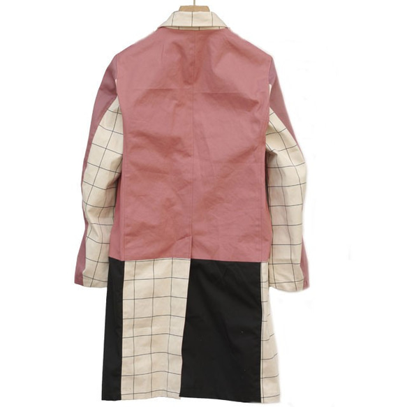 コットン素材　切り替えステンカラーコート　ピンク　メンズレディース ファッション　 4枚目の画像