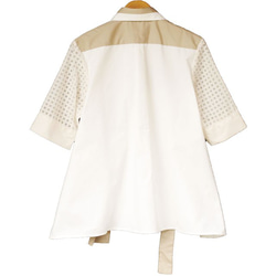 シースルー素材　オフホワイト色　コットンシャツ メンズ・レディース ファッション 3枚目の画像