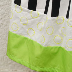 モノトーン切り替え　フレアスカート　ドット×黄緑　レディース ファッション　 7枚目の画像