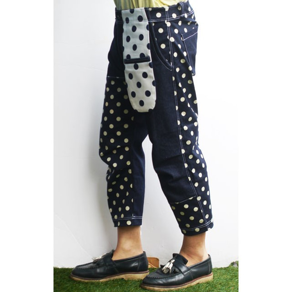 デニム　アンクルパンツ　ドット柄　ポケットデザイン　メンズ・レディース ファッション　 6枚目の画像