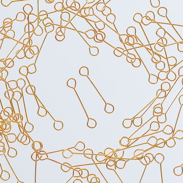 送料無料　9ピン ゴールド 15mm 1.5cm 100個 両カン付き スチール製 ピン 接続金具 AP1984 1枚目の画像
