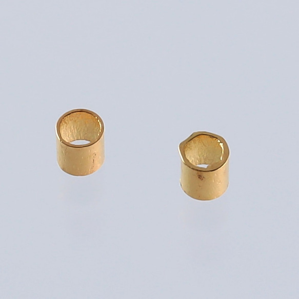 送料無料　つぶし玉　1.5mm　ゴールド　200個　筒状　カシメ　かしめ玉　留め具　留め金具　エンドビーズ　AP1988 3枚目の画像