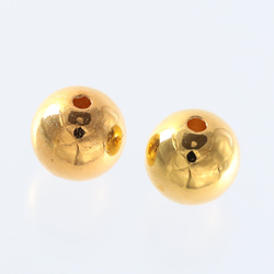 送料無料　ビーズ　10mm　ゴールド　丸　大きめ　プラ製　100個　セット　両穴　軽い　ビーズパーツ　AP2026 3枚目の画像