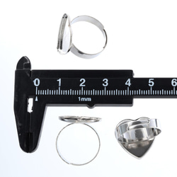 送料無料　リングパーツ　指輪　シルバー　ミール皿　ハート　台座付き　20個　リング　金具　AP2048 4枚目の画像