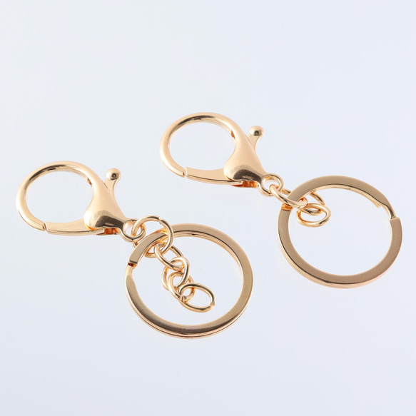 キーホルダー　パーツ　ゴールド　ナスカン　金具　フック　20個　KC金　チェーン　二重リング　セット　AP2170 3枚目の画像