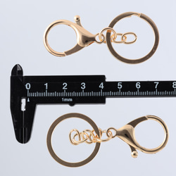 キーホルダー　パーツ　ゴールド　ナスカン　金具　フック　20個　KC金　チェーン　二重リング　セット　AP2170 4枚目の画像