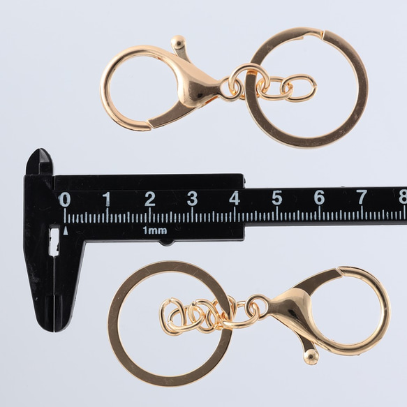 キーホルダー　パーツ　ゴールド　ナスカン　金具　フック　20個　KC金　チェーン　二重リング　セット　AP2170 4枚目の画像