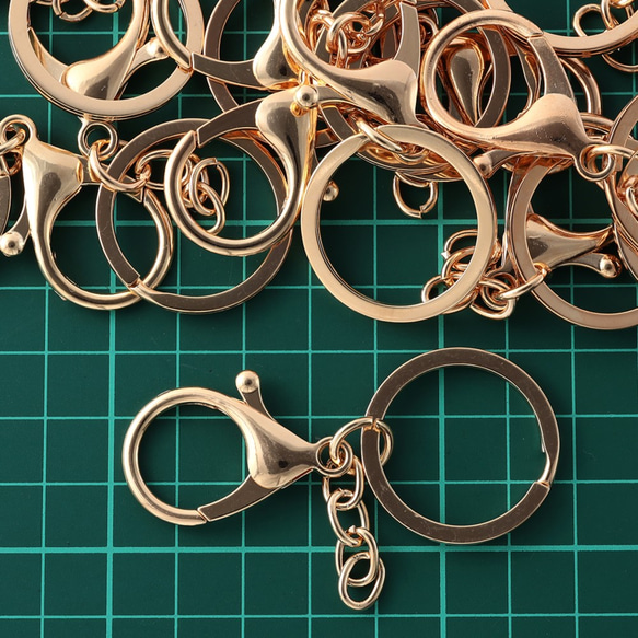 キーホルダー　パーツ　ゴールド　ナスカン　金具　フック　20個　KC金　チェーン　二重リング　セット　AP2170 5枚目の画像