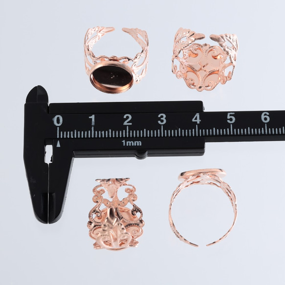 リングパーツ　指輪　ミール皿　丸皿　台座付き　ピンクゴールド　20個　リング　金具　ハンドメイド　AP2264 4枚目の画像