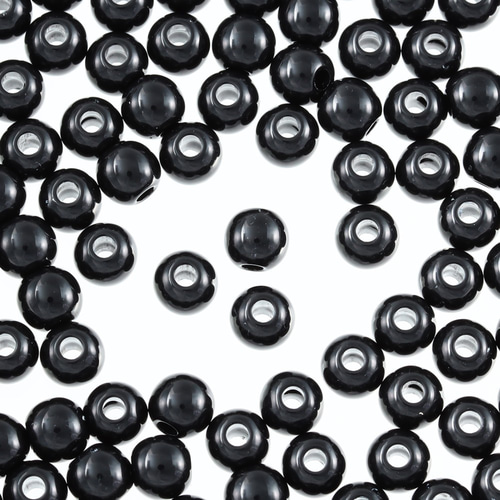 ビーズ 6mm 丸 ブラック 黒 プラ製 500個 両穴有 軽い ラウンド 