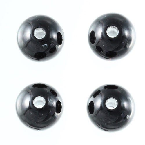 ビーズ 10mm 丸 ブラック 黒 プラ製 100個 両穴有 軽い ラウンド 