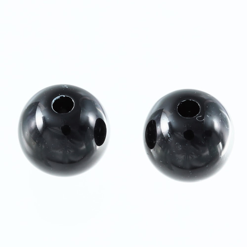 ビーズ 10mm 丸 ブラック 黒 プラ製 100個 両穴有 軽い ラウンド 