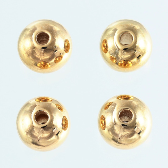ビーズ　10mm　ゴールド　KC金　丸　プラ製　100個　両穴有　軽い　CCBプラスチック　AP2372 2枚目の画像
