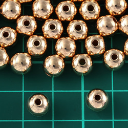 ビーズ　8mm　ゴールド　KC金　丸　プラ製　200個　両穴有　軽い　CCBプラスチック　アクセサリー　AP2373 5枚目の画像