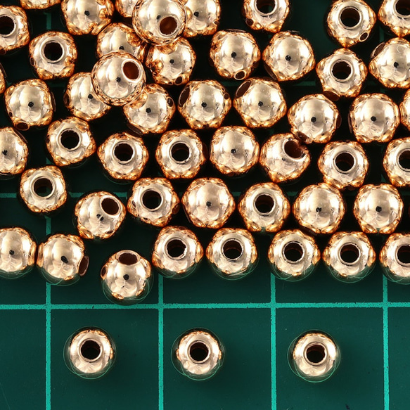 ビーズ　5mm　ゴールド　KC金　丸　プラ製　500個　両穴有　軽い　CCBプラスチック　アクセサリー　AP2375 5枚目の画像