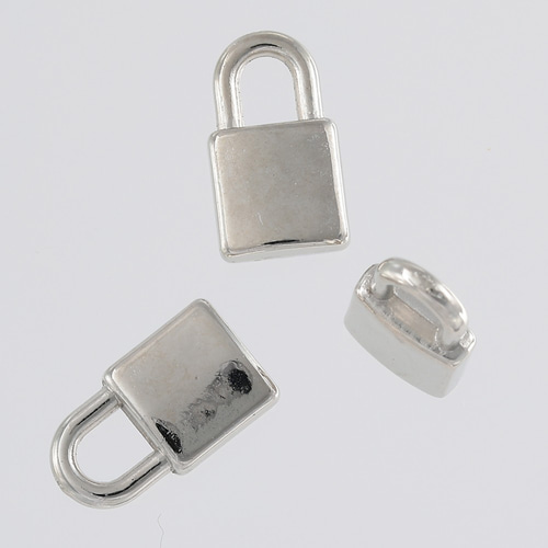 チャーム パーツ シルバー 南京錠 アンティーク 40個 プラ製 カン付き