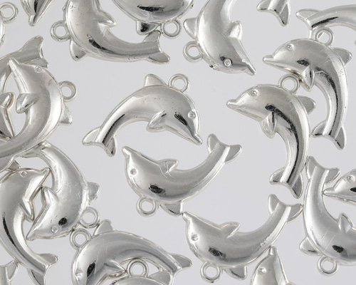 HMファスナーチャームジップアクセサリシルバークリア透明勾玉イルカ