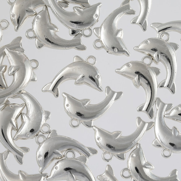 チャーム パーツ シルバー アンティーク 銀古美 イルカ 40個 カン付