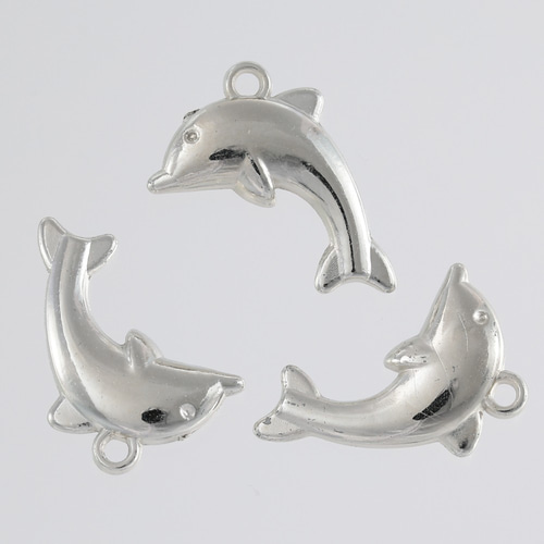 チャーム パーツ シルバー アンティーク 銀古美 イルカ 40個 カン付