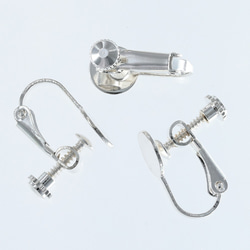 イヤリング　パーツ　シルバー　40個　白銀　ネジバネ式　8mm　台座　丸皿　カン無し　アクセサリー　金具　AP2564 2枚目の画像