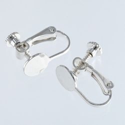 イヤリング　パーツ　シルバー　40個　白銀　ネジバネ式　8mm　台座　丸皿　カン無し　アクセサリー　金具　AP2564 3枚目の画像