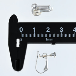 イヤリング　パーツ　シルバー　40個　白銀　ネジバネ式　8mm　台座　丸皿　カン無し　アクセサリー　金具　AP2564 4枚目の画像