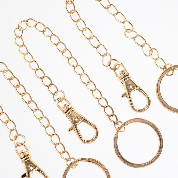 バッグチャーム　チェーン　パーツ　金具　ゴールド　KC金　14cm　20本　ナスカン　二重リング　セット　AP2659 1枚目の画像