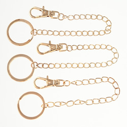 バッグチャーム　チェーン　パーツ　金具　ゴールド　KC金　14cm　20本　ナスカン　二重リング　セット　AP2659 3枚目の画像