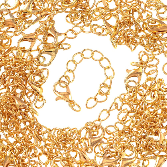 アジャスター　チェーン　金具　カニカン　丸カン　付き 40本　セット　ゴールド　ネックレス　ブレスレット　AP2664 1枚目の画像