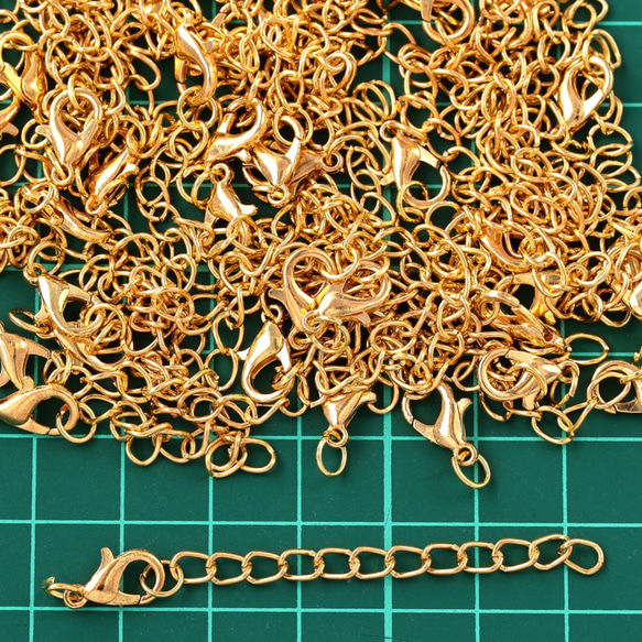 アジャスター　チェーン　金具　カニカン　丸カン　付き 40本　セット　ゴールド　ネックレス　ブレスレット　AP2664 5枚目の画像