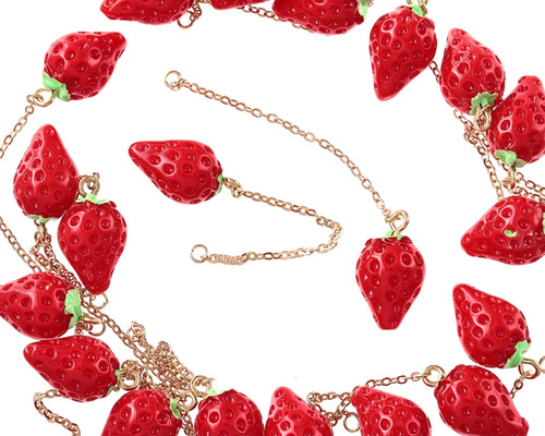 チャーム いちご チェーン カン付き 20個 全長65～70mm イチゴ