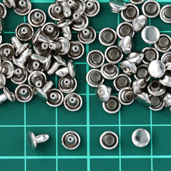 カシメ　6mm　両面　シルバー　金具　200組　セット　シルバー　かしめ　レザークラフト　パーツ　丸形　AP2729 5枚目の画像